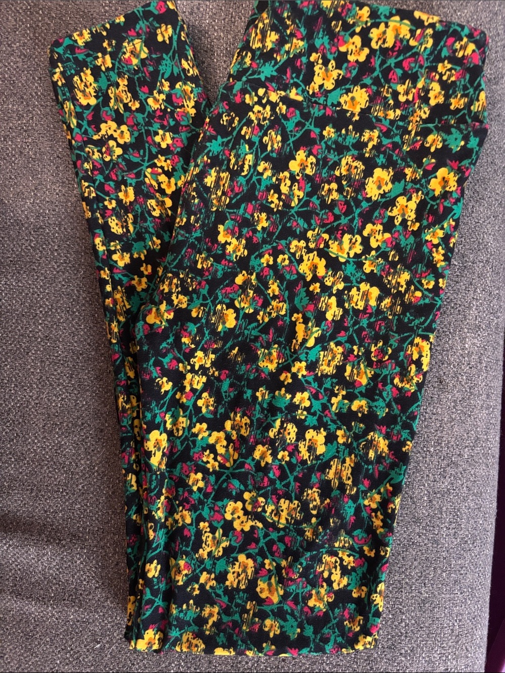LuLaRoe Black Pencil Skirt with Yellow Floral & Green Vines